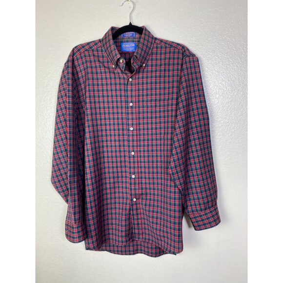 Pendleton Other - Pendleton 100% Pure Virgil Wool Mens Red Green Plaid Button Up Shirt Size Medium